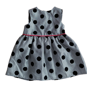 Modern/Y2K Kids Girls Baby Black White Red Sleeveless Polka Dot Dress Size 18M